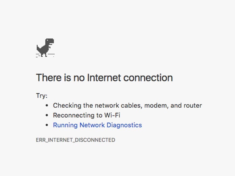 no hay conexión a internet