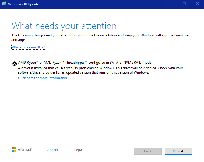 windows 10 update necesita actualizacion