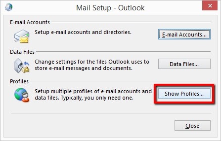 criar novo perfil do Outlook 2
