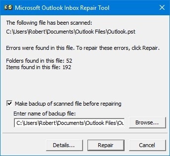Réparer Outlook