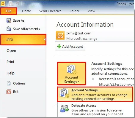 Account Settings Outlook 2013