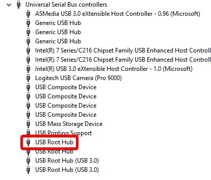 concentrador raíz USB