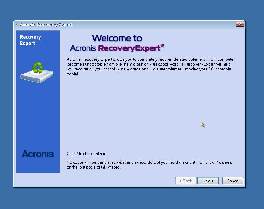 Acronis Recovery Expert Assistant