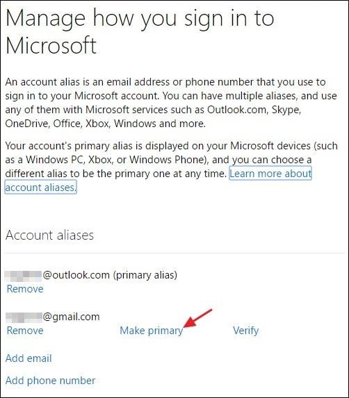 A better way to manage aliases and primary email address for your Microsoft  account