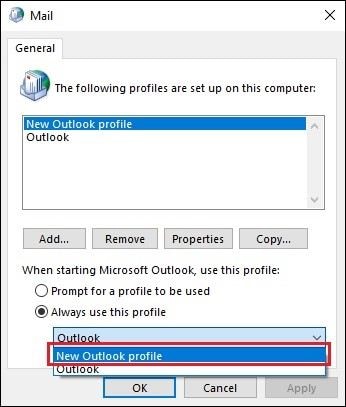crear un nuevo perfil de Outlook 5