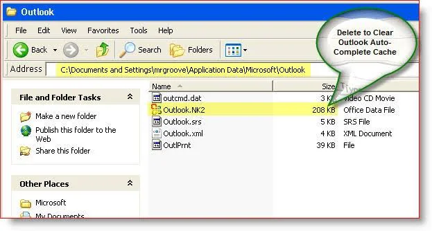 eliminare la cache di outlook 2