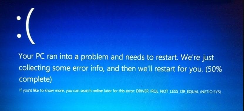 Driver_irql_not_less_or_equal Windows 10 Error: Fix Blue Error