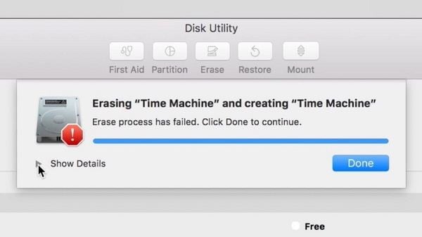 mac hard disk drive utility error 206