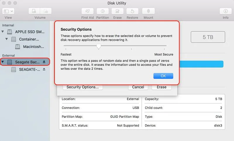 disk utility mac erase failed