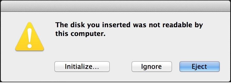 disk yang Anda masukkan tidak bisa dibaca di komputer ini