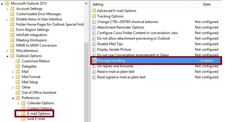 group policy setting outlook 2013