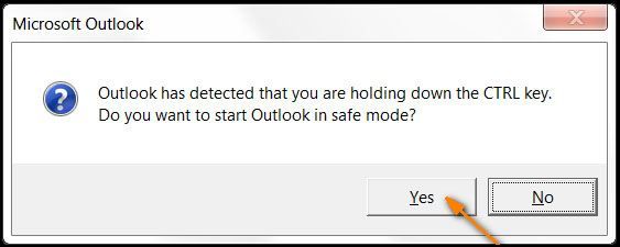 iniciar o modo de segurança do Outlook