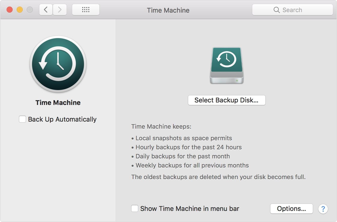 primer paso: seleccionar manualmente la unidad de copia de seguridad de time machine