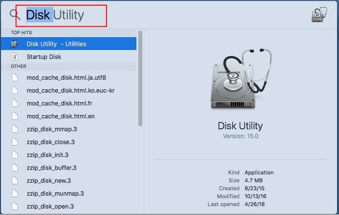 type disk utility on your keyboard and enter