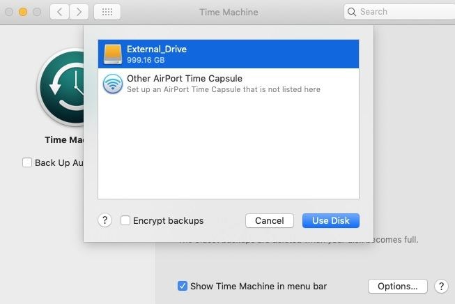 encrypt backups enable on mac