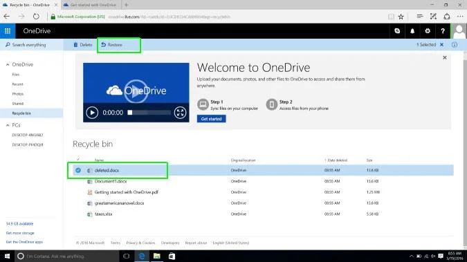 view onedrive online