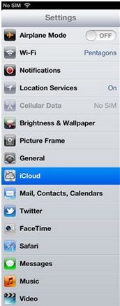 click settings to open icloud