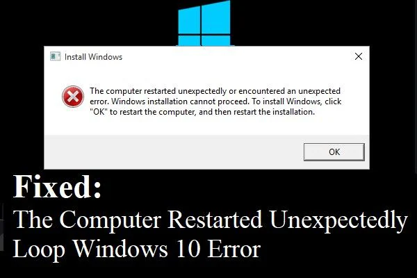 computer started unexpectedly windows 10 error 1