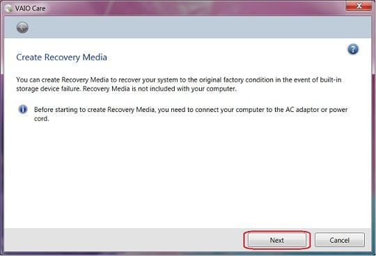 create vaio recovery disk 11