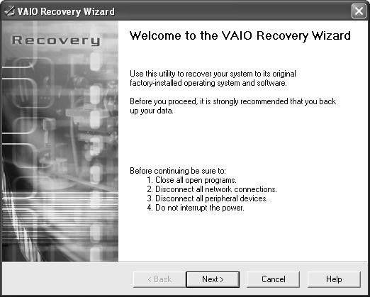create vaio recovery disk 2