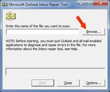 ferramenta de reparo da caixa de entrada do Outlook