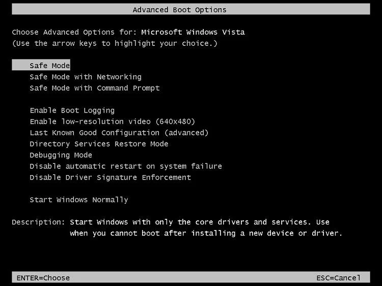 system restore via safe mode 1