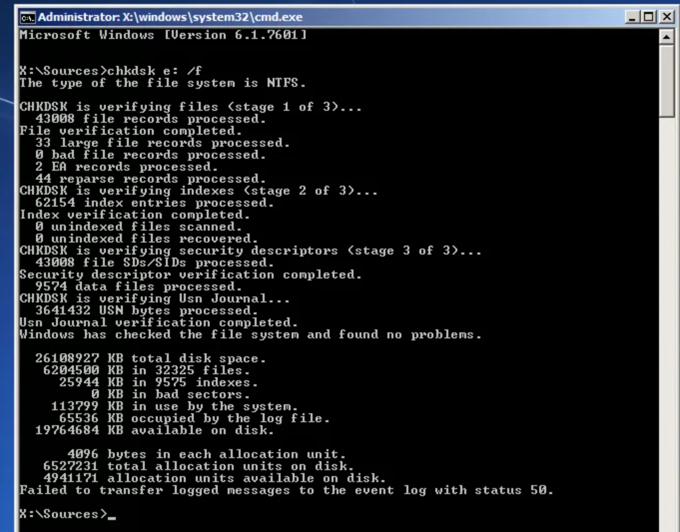 chkdsk utility