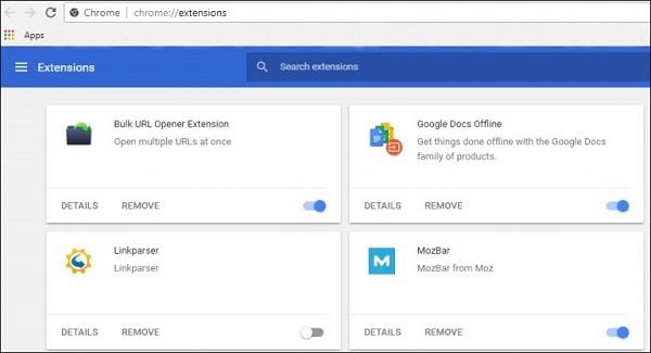 Chrome Remove Extensions