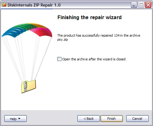 finish diskinternal zip repair