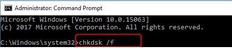 réparation de l'erreur d'arrêt 0x000000f4 avec la commande chkdsk /f dans CMD.