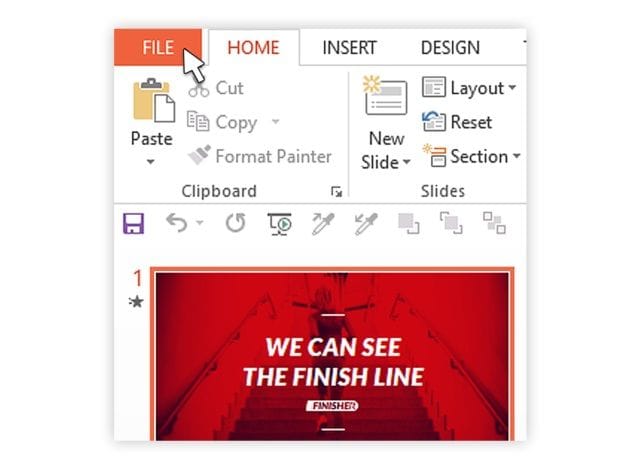 opening the file option in PowerPoint