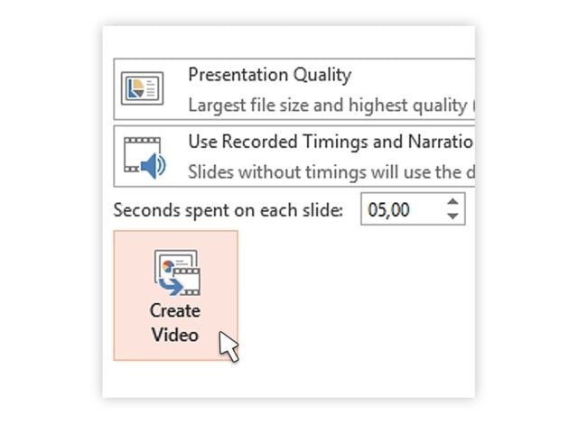 selecting create video option