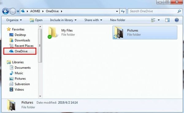 paste folder to backup photos to ondrive