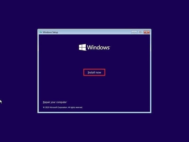 eseguire l'installazione pulita di Windows 2