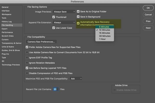 photoshop file recovery with autosave