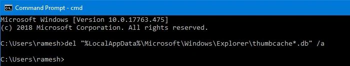 Using command prompt to delete cache files