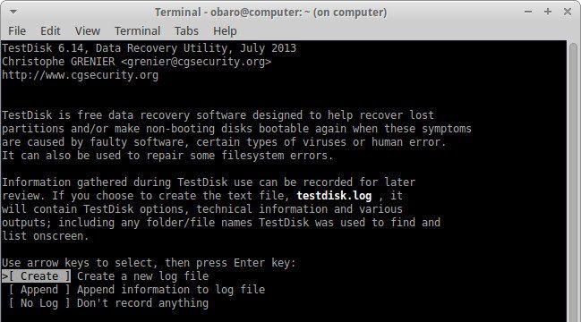 recover files using testdisk 1