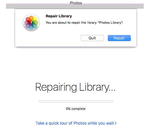 restaurar biblioteca de fotos con herramienta de reparación