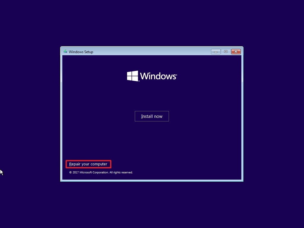 configuración de Windows reparar computadora