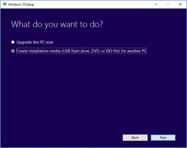 criar mídia de instalação do Windows 10