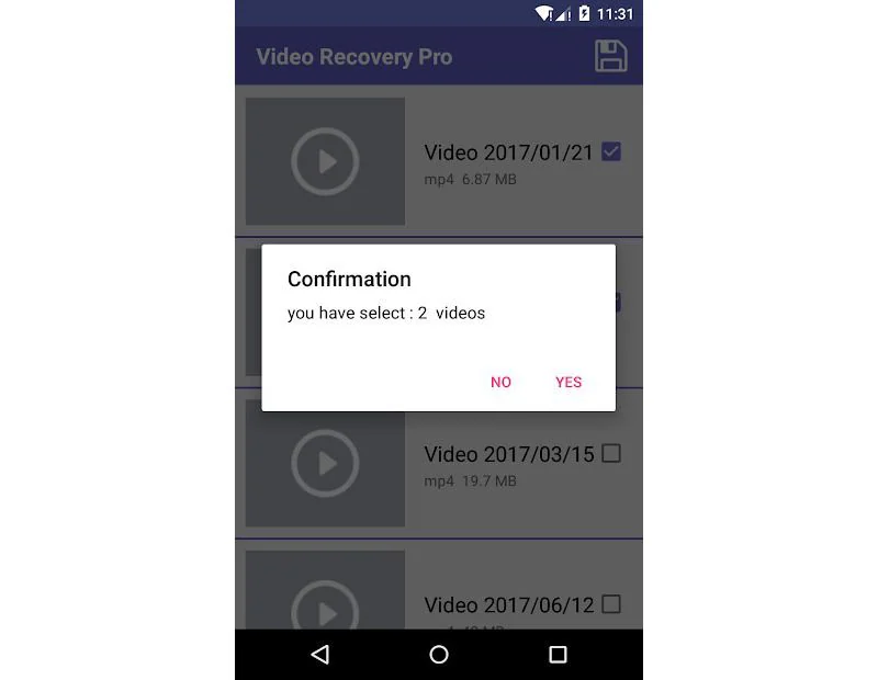 Appuyez sur ok pour scanner les vidéos