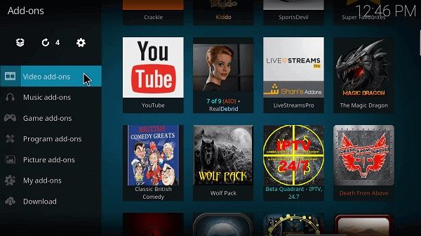 مكونات Kodi الإضافية للفيديو