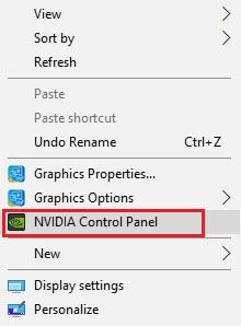 nvidia control panel