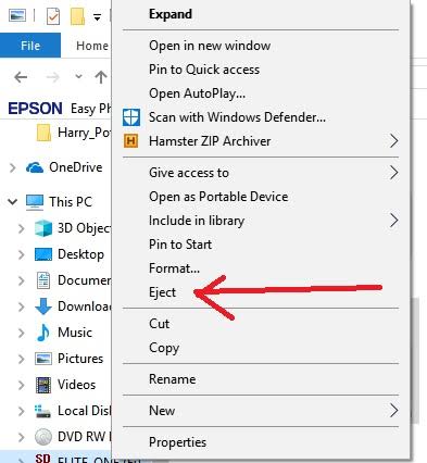 ejecting sd card