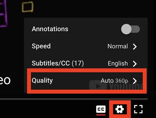 YouTube Video Quality Switch