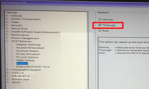 boot setting using post behavior in bios