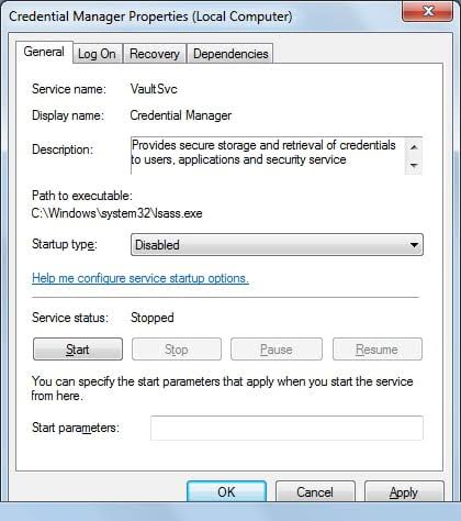 disable credentials manager 8