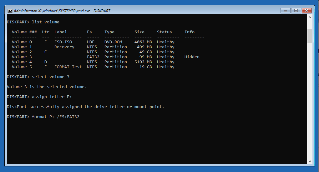 format efi parition