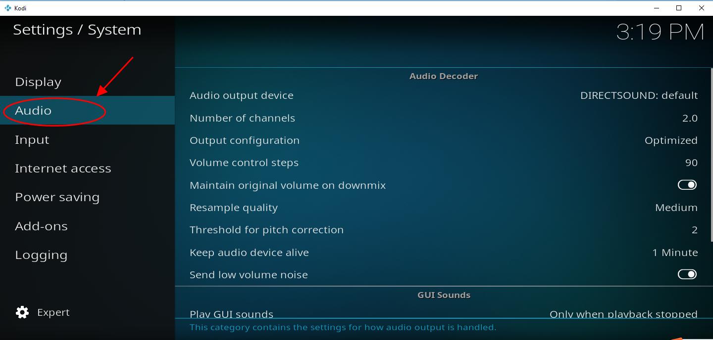 sélectionnez l'audio