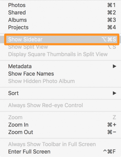 select show sidebar